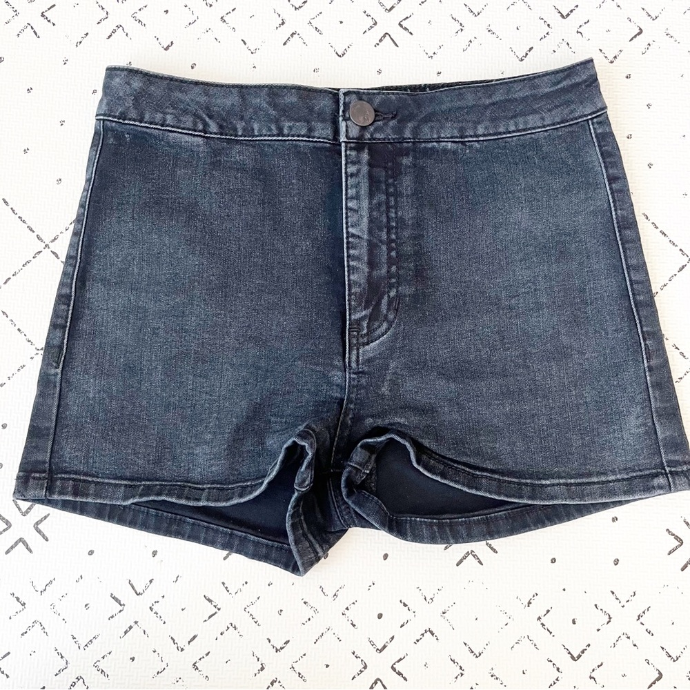 Ashley Mason Black High Rise Denim Jean Shorts 26
